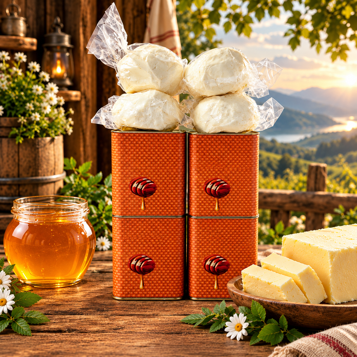 Geven ve Çiçek Karışımı Süzme Bal 5 KG & Doğal Yayık Tereyağı - 4 KG